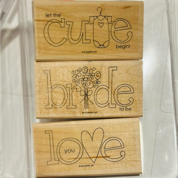Stampin’ Up! 2 Stamp sets: “Cutie” “Bride” “Love” & Misc. - Picture 1 of 4
